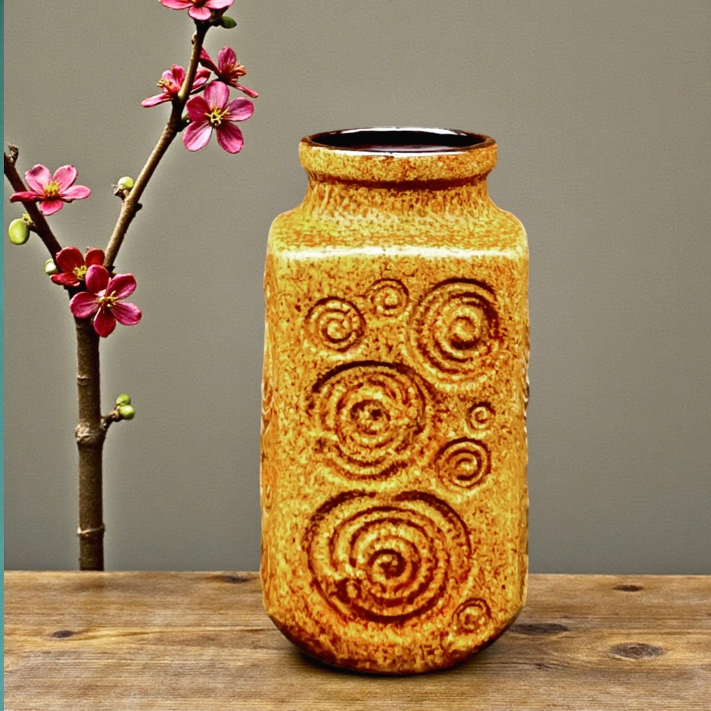 Vase Scheurich 282-20 En Céramique Décor Spirales - Années 70 - Allemagne De L’Ouest