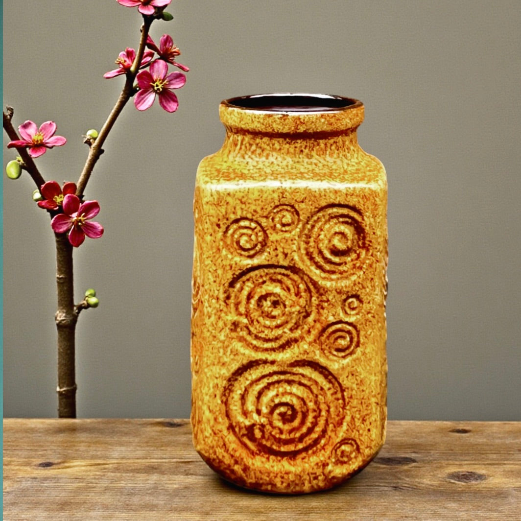 Vase Scheurich 282-20 En Céramique Décor Spirales - Années 70 - Allemagne De L’Ouest