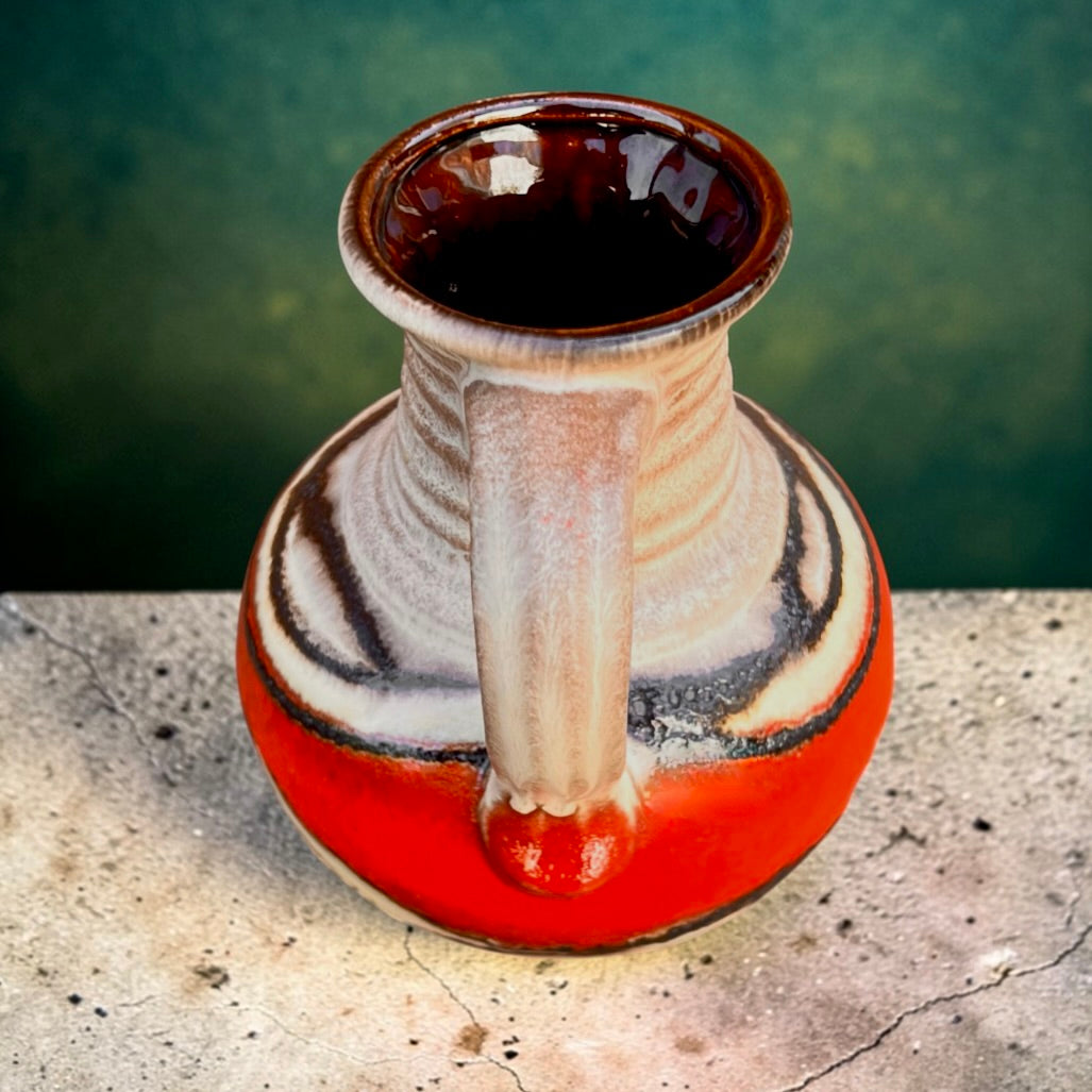 Vase Fat Lava Bay Keramik 631 14 – West Germany – céramique vintage rouge – WGP – années 60 70