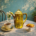Cafetière vintage céramique jaune irisée années 50