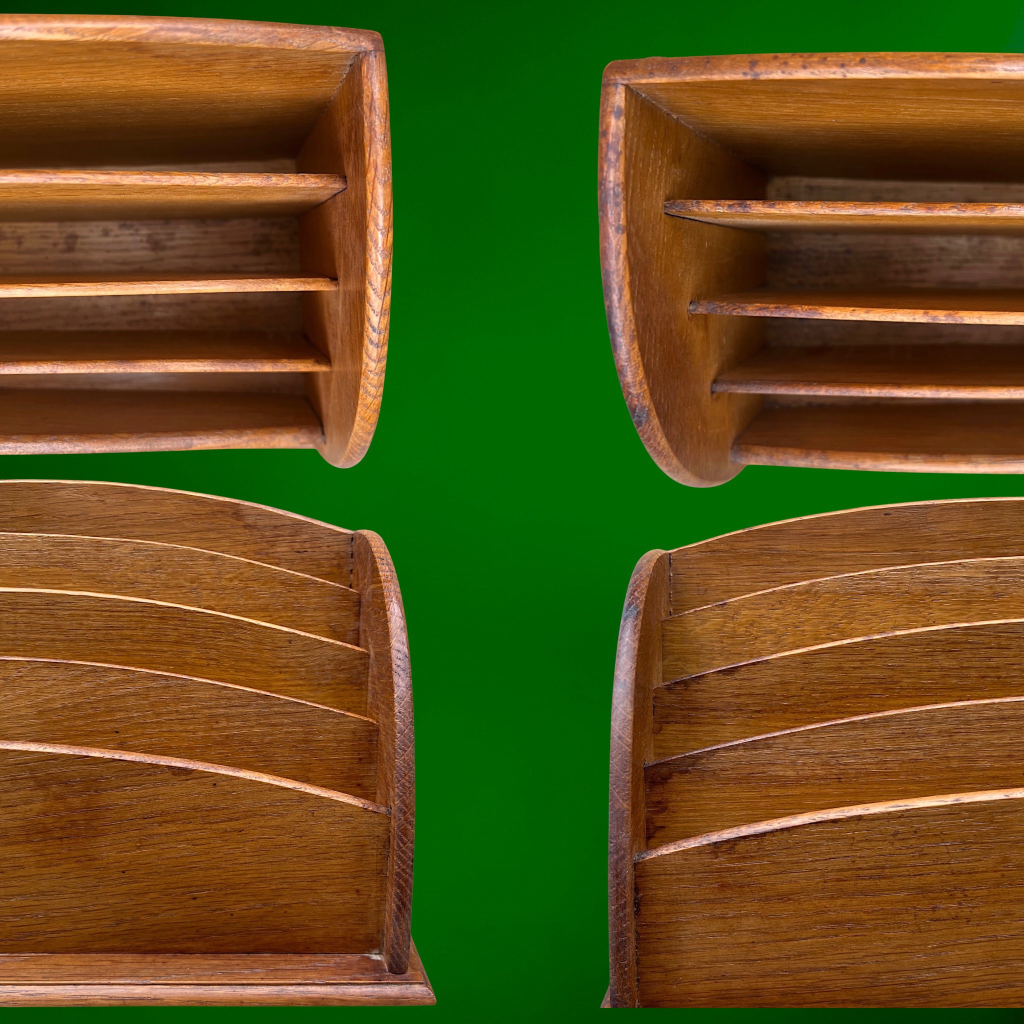 Ancien Grand Porte-Courrier de Bureau en Chêne Unis-France – Années 1920-1930
