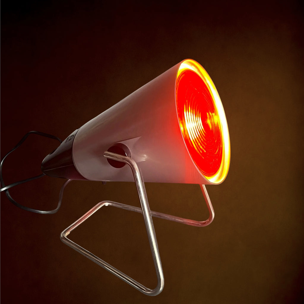 Lampe Infrarouge Philips Infraphil HP3608 en Métal et Bakélite avec Ampoule et Boîte d'Origine – Années 60-70