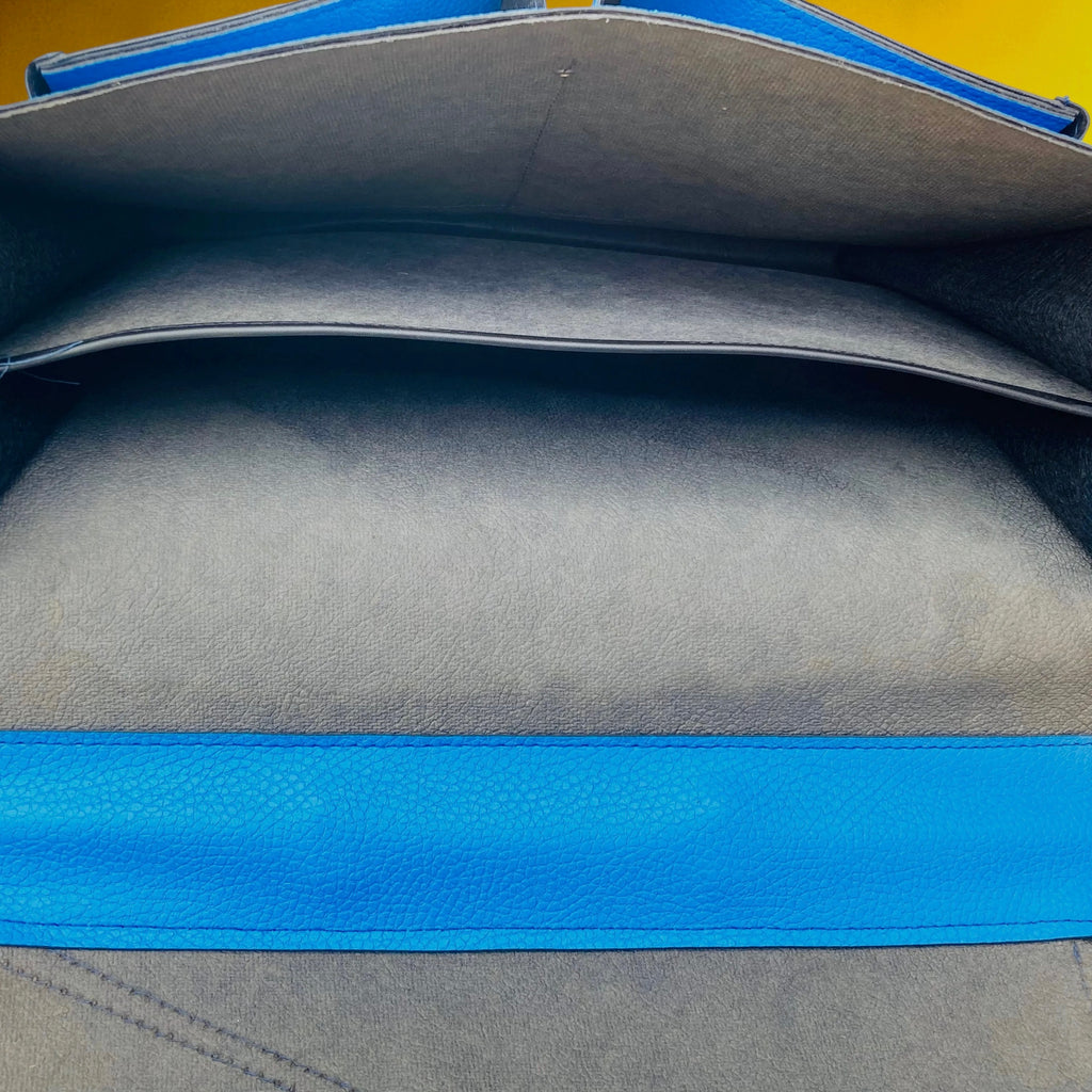 Cartable Scolaire Bleu en Simili Cuir – Deadstock Allemand - Années 70