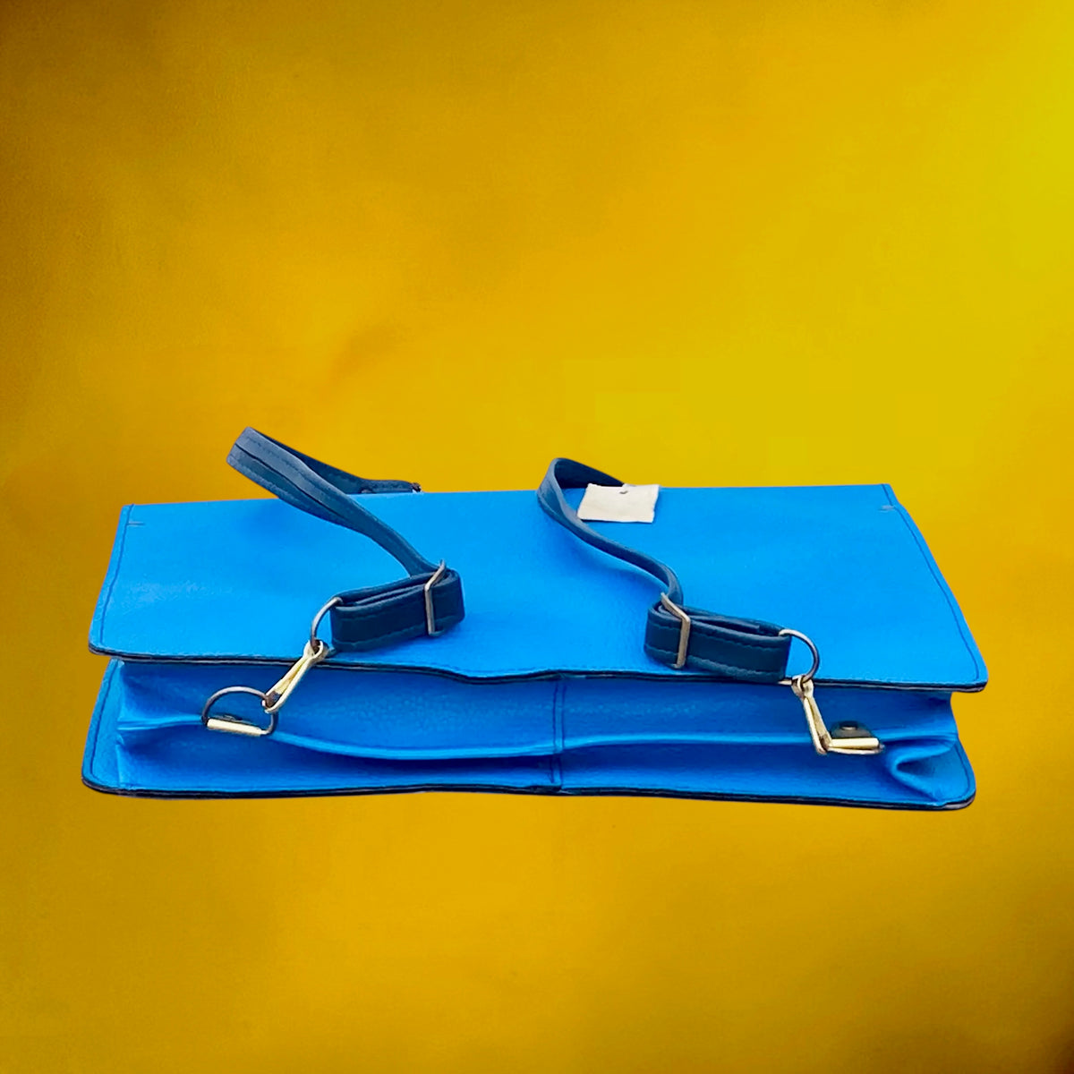 Cartable Scolaire Bleu en Simili Cuir – Deadstock Allemand - Années 70
