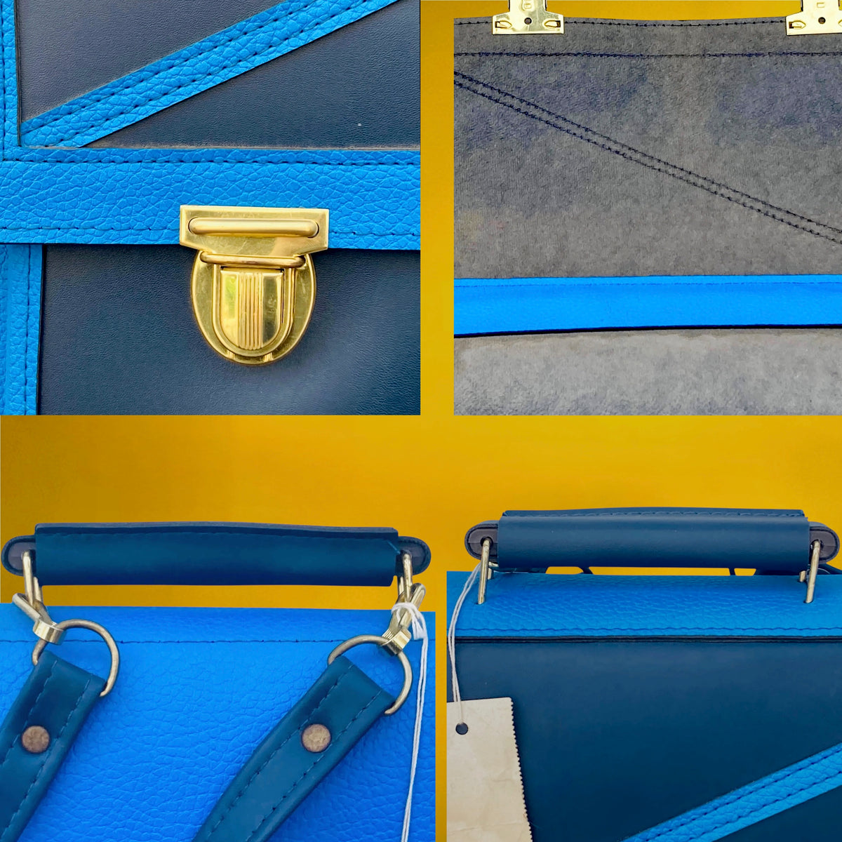 Cartable Scolaire Bleu en Simili Cuir – Deadstock Allemand - Années 70