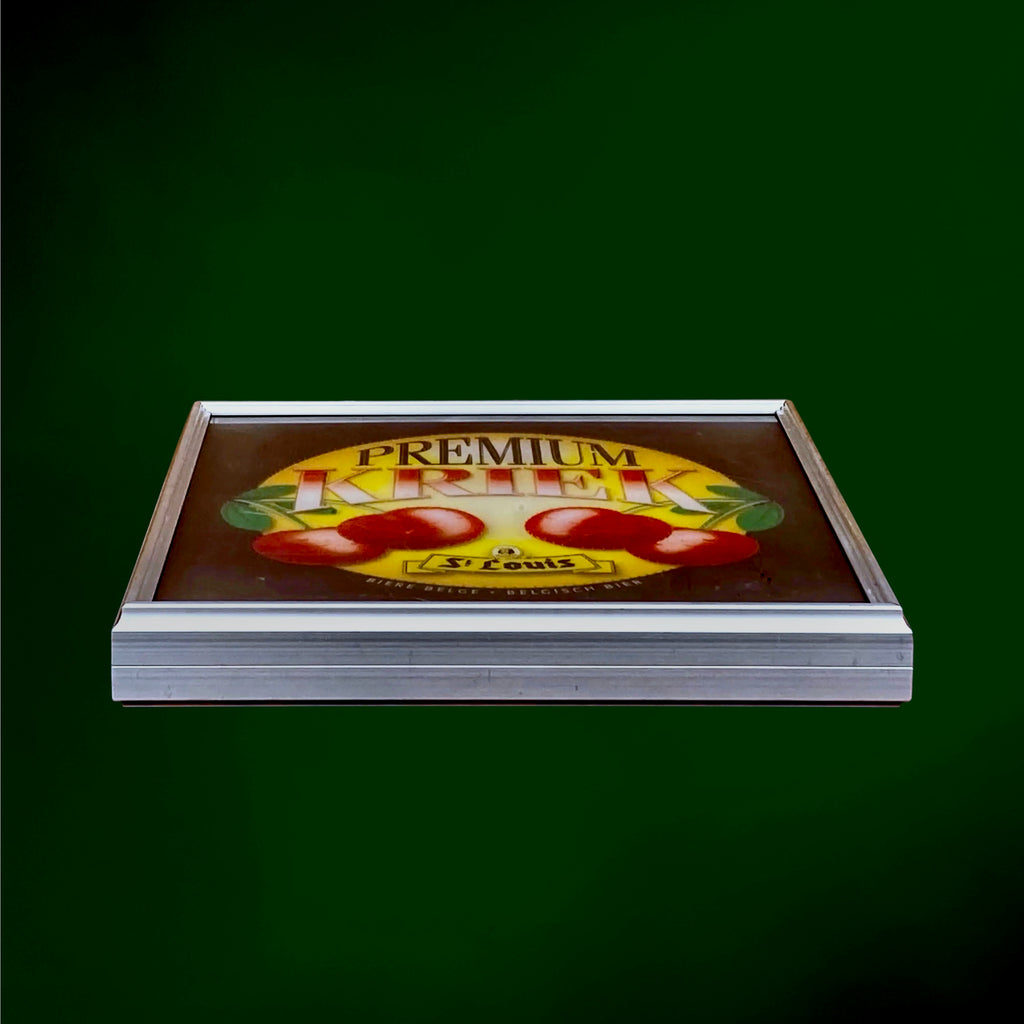 Enseigne Lumineuse Publicitaire Premium Kriek St Louis en Aluminium et Plexiglas – Années 80