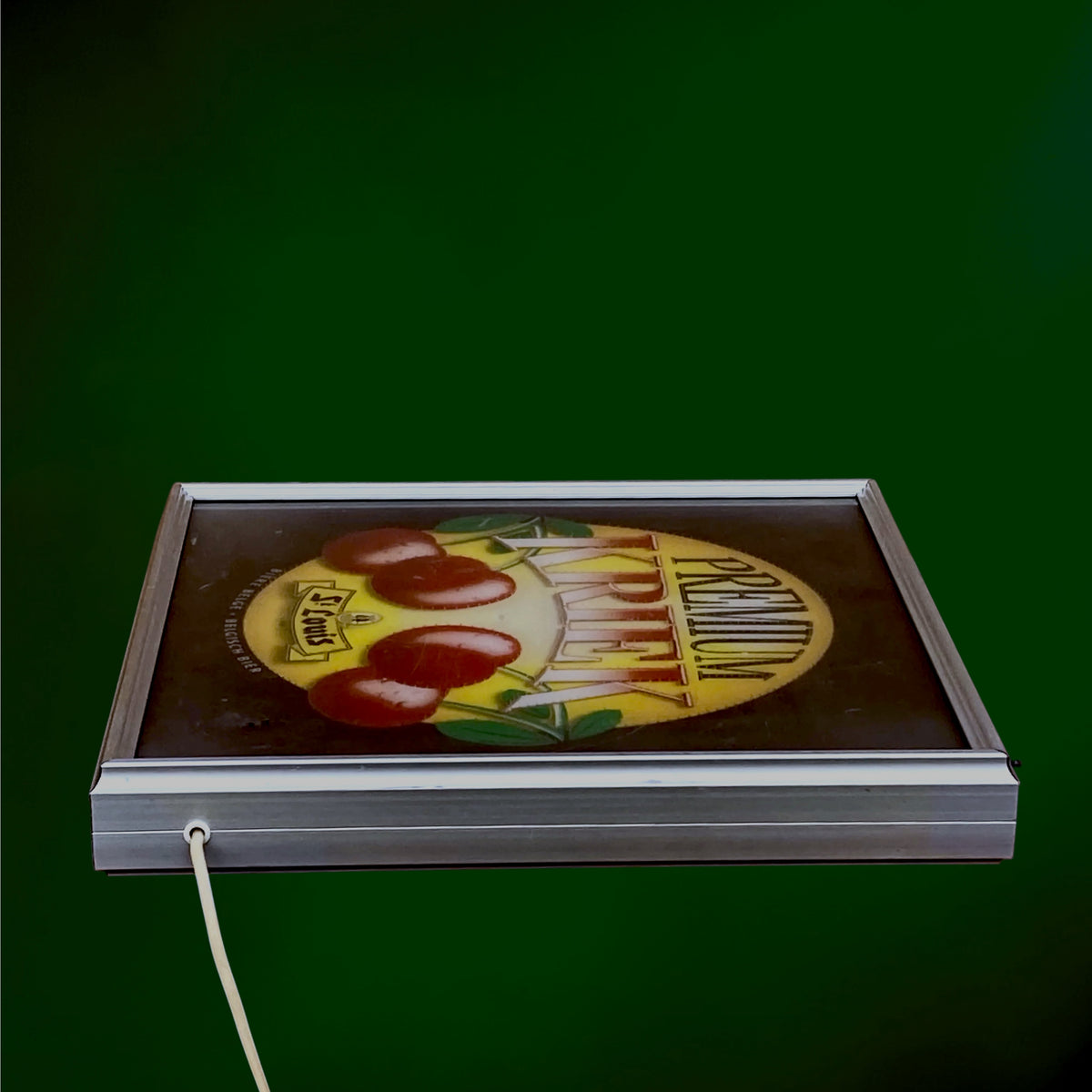 Enseigne Lumineuse Publicitaire Premium Kriek St Louis en Aluminium et Plexiglas – Années 80