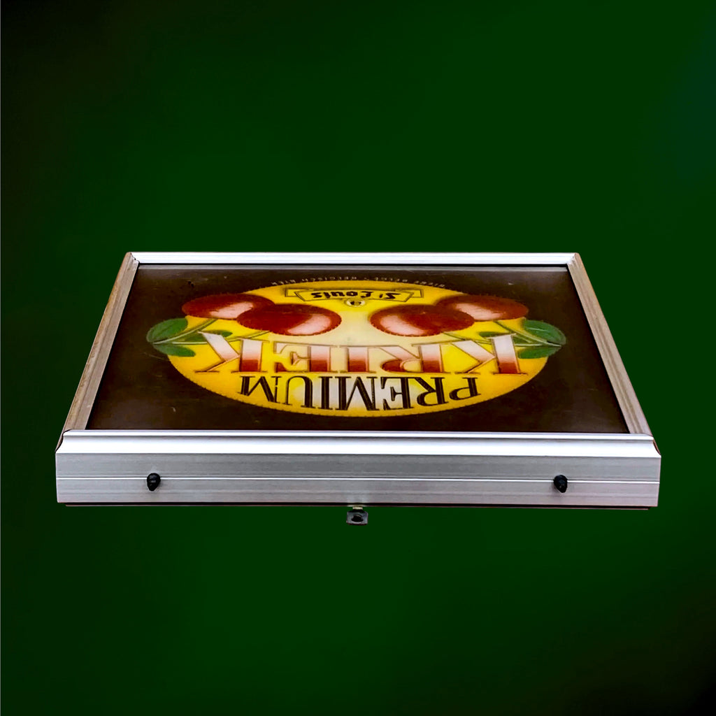 Enseigne Lumineuse Publicitaire Premium Kriek St Louis en Aluminium et Plexiglas – Années 80