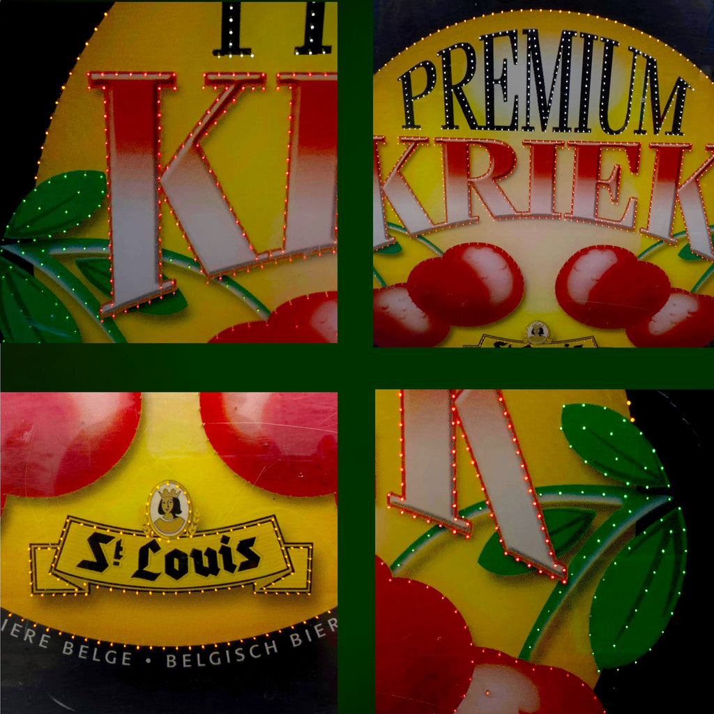 Enseigne Lumineuse Publicitaire Premium Kriek St Louis en Aluminium et Plexiglas – Années 80