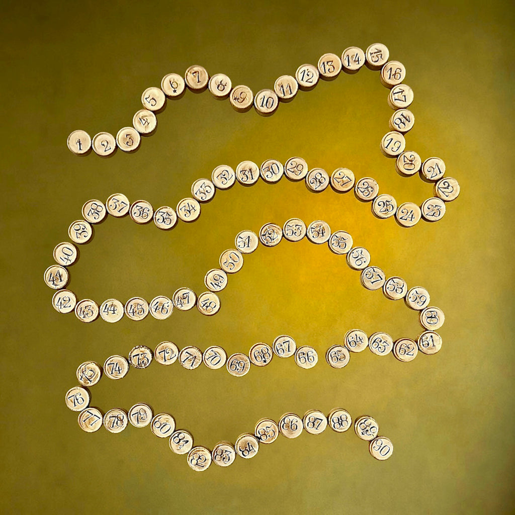 Ancien Jeu de Loto Complet avec 90 Jetons en Bois et 48 Cartes – Années 40-50