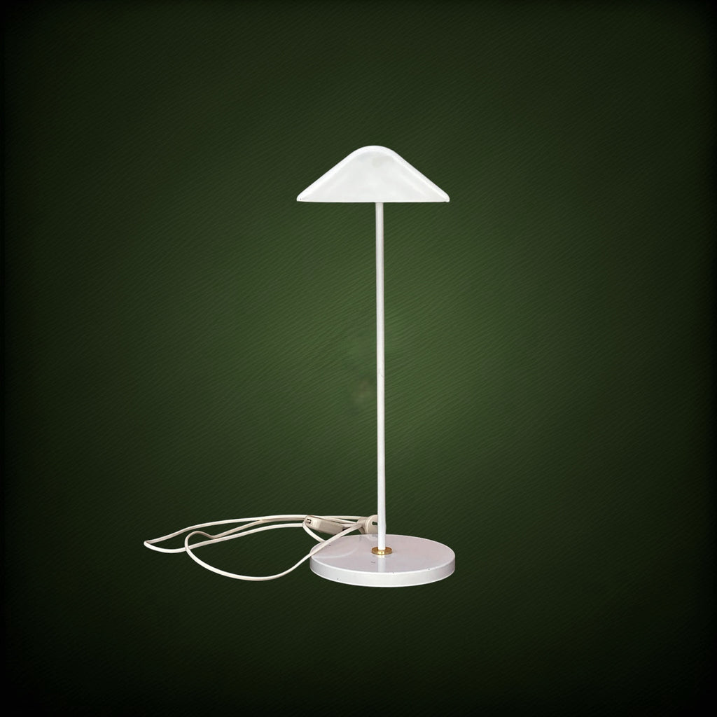 Lampe de Bureau Moderniste en Métal Blanc et Laiton Doré, Esprit Bauhaus – Années 60