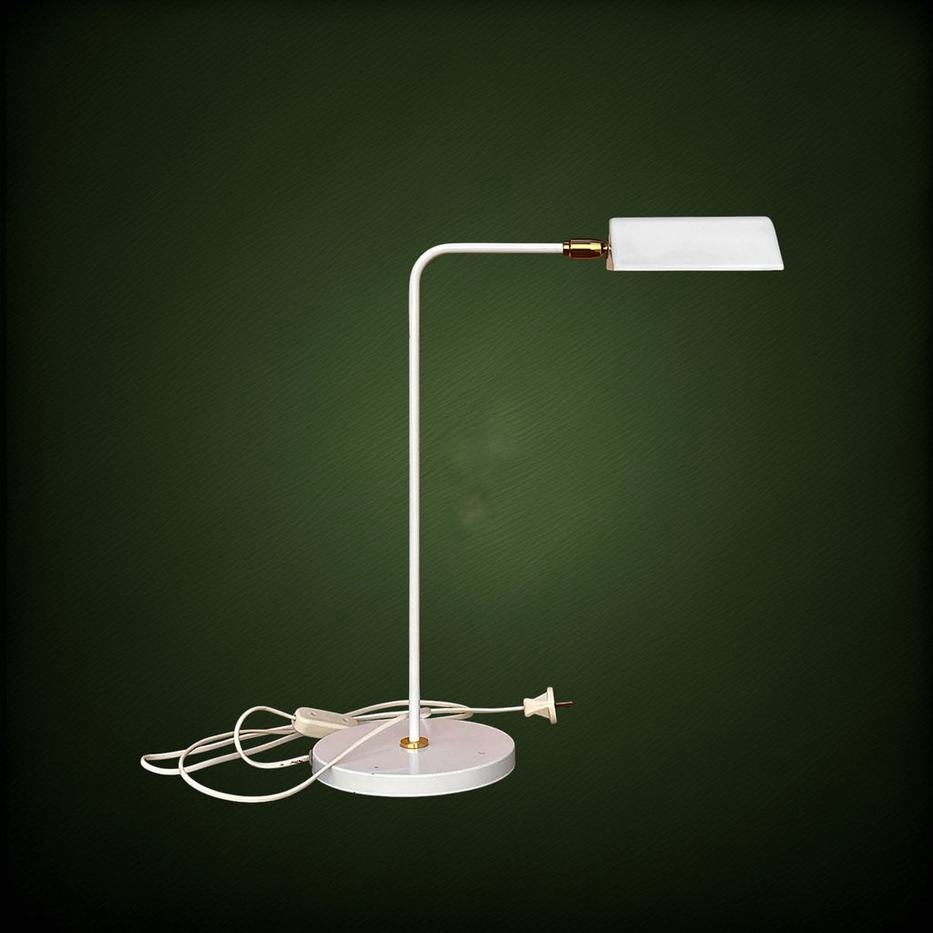 Lampe de Bureau Moderniste en Métal Laqué Blanc et Laiton Doré – Années 60