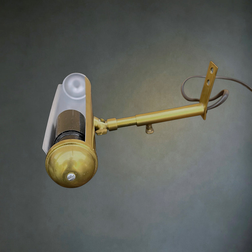 Lampe de Tableau ou de Piano en Métal Doré à Bras Télescopique – Années 60-70