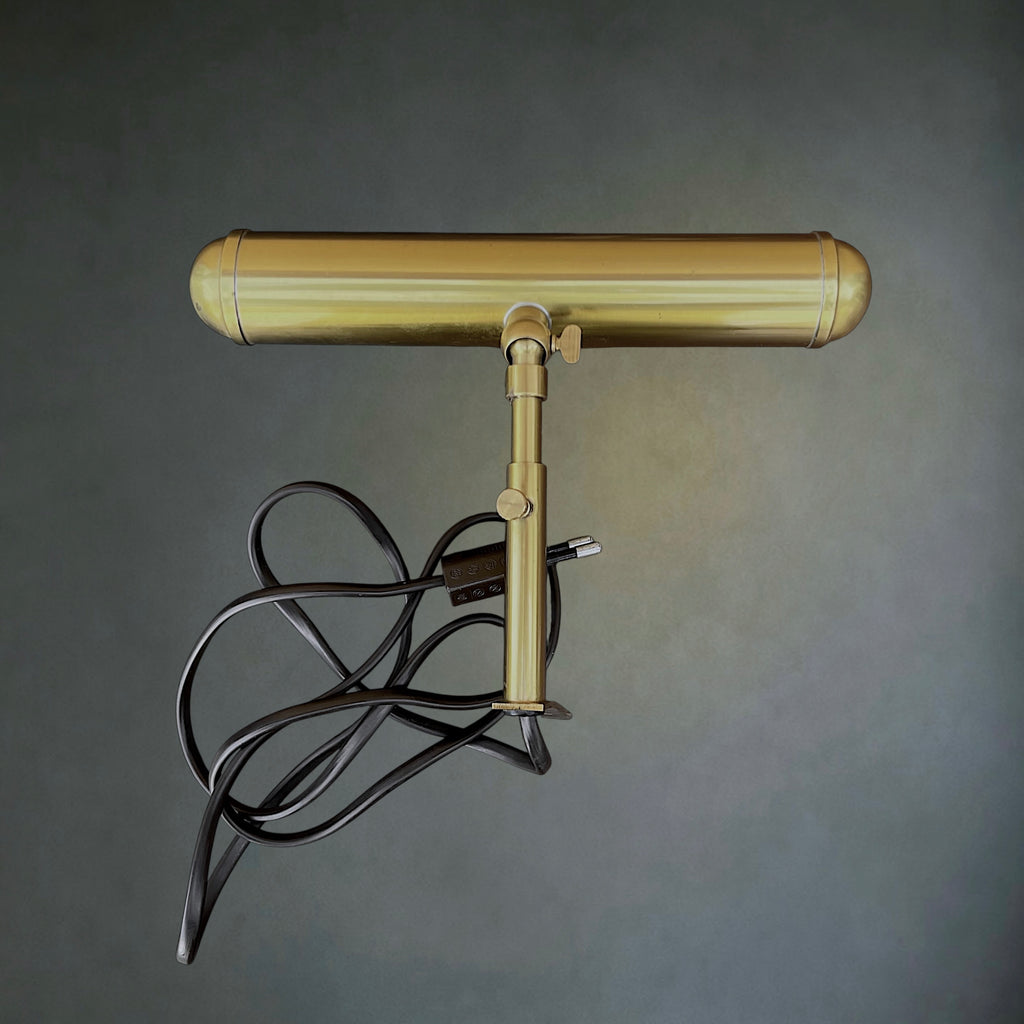 Lampe de Tableau ou de Piano en Métal Doré à Bras Télescopique – Années 60-70
