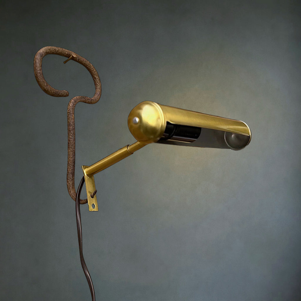 Petite Lampe de Tableau ou de Piano en Métal Doré Réglable – Années 60-70