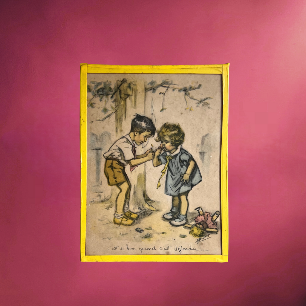 Lithographie Germaine Bouret « C’est bon quand c’est défendu ! » – Années 1940