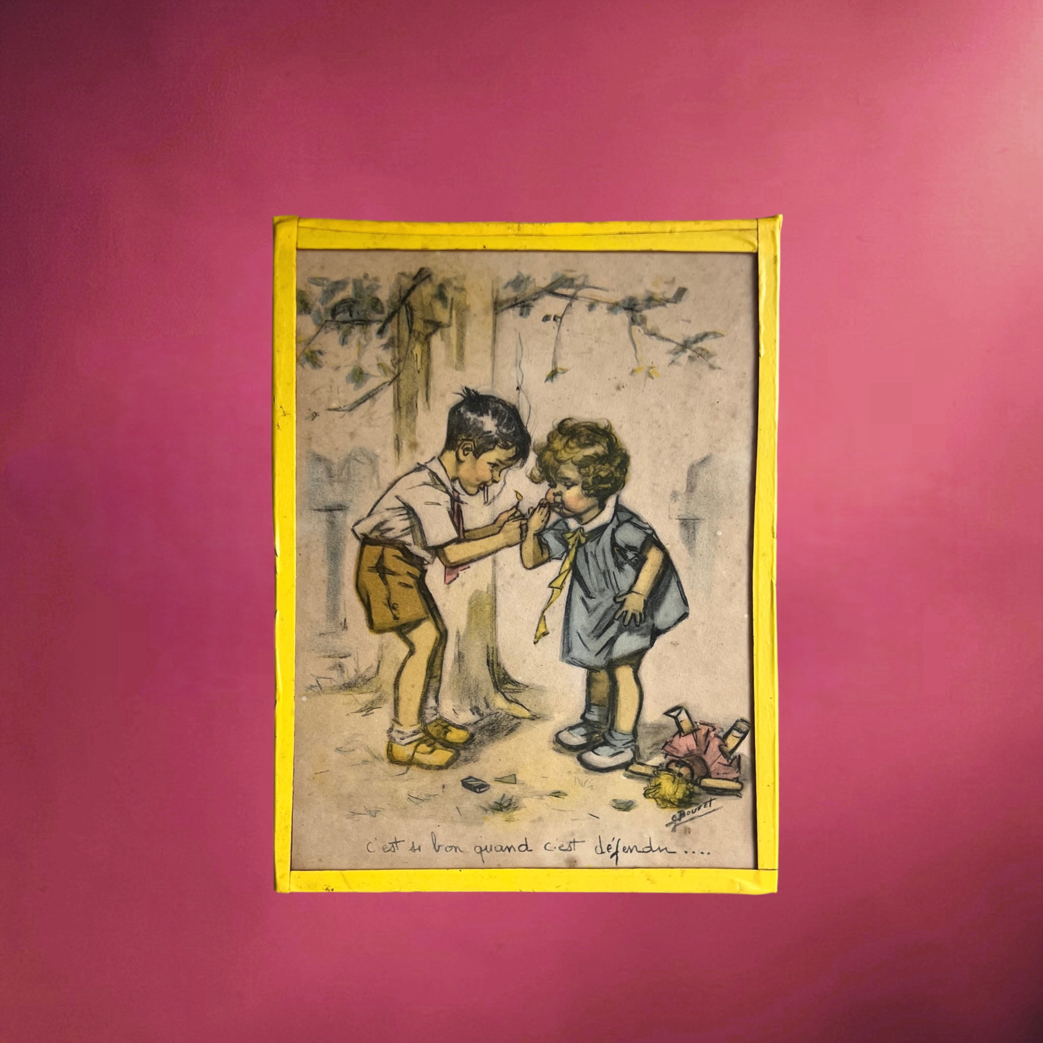 Lithographie Germaine Bouret « C’est bon quand c’est défendu ! » – Années 1940