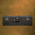 Ancienne Malle de Voyage en Bois Habillé de Toile Noire – Années 40-50