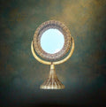 Miroir de Courtoisie Pivotant en Rotin – Années 60-70
