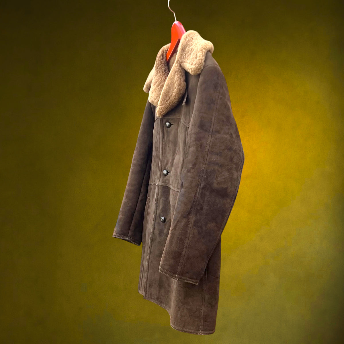 Veste Trois-Quarts Homme en Peau de Mouton Retournée Marron – Années 70