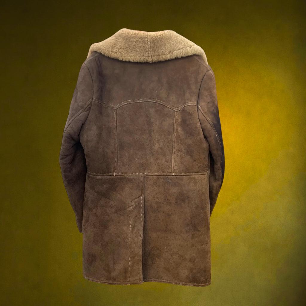 Veste Trois-Quarts Homme en Peau de Mouton Retournée Marron – Années 70