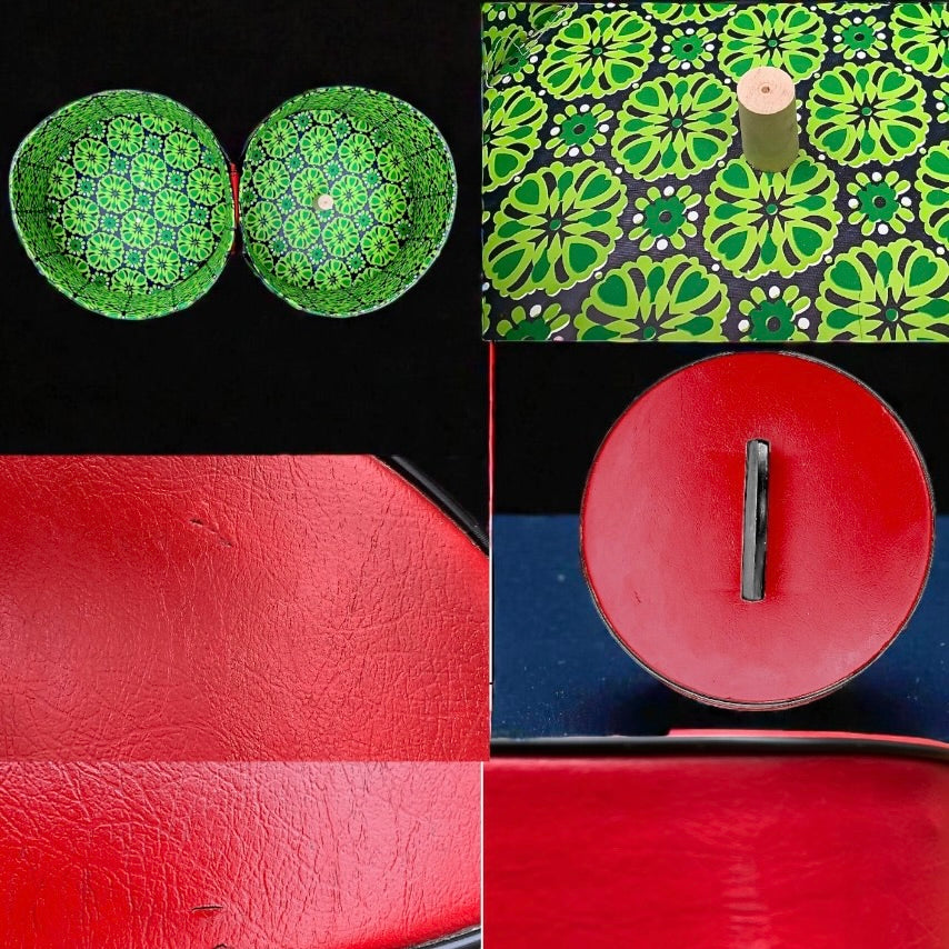 Boîte à chapeau vintage en skaï rouge – valise à perruque années 60
