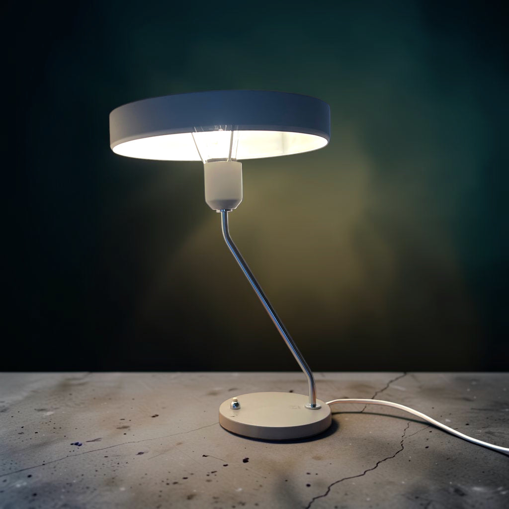 Lampe de Table Philips Romeo en Métal Gris et Chrome, Style Space Age – Années 60