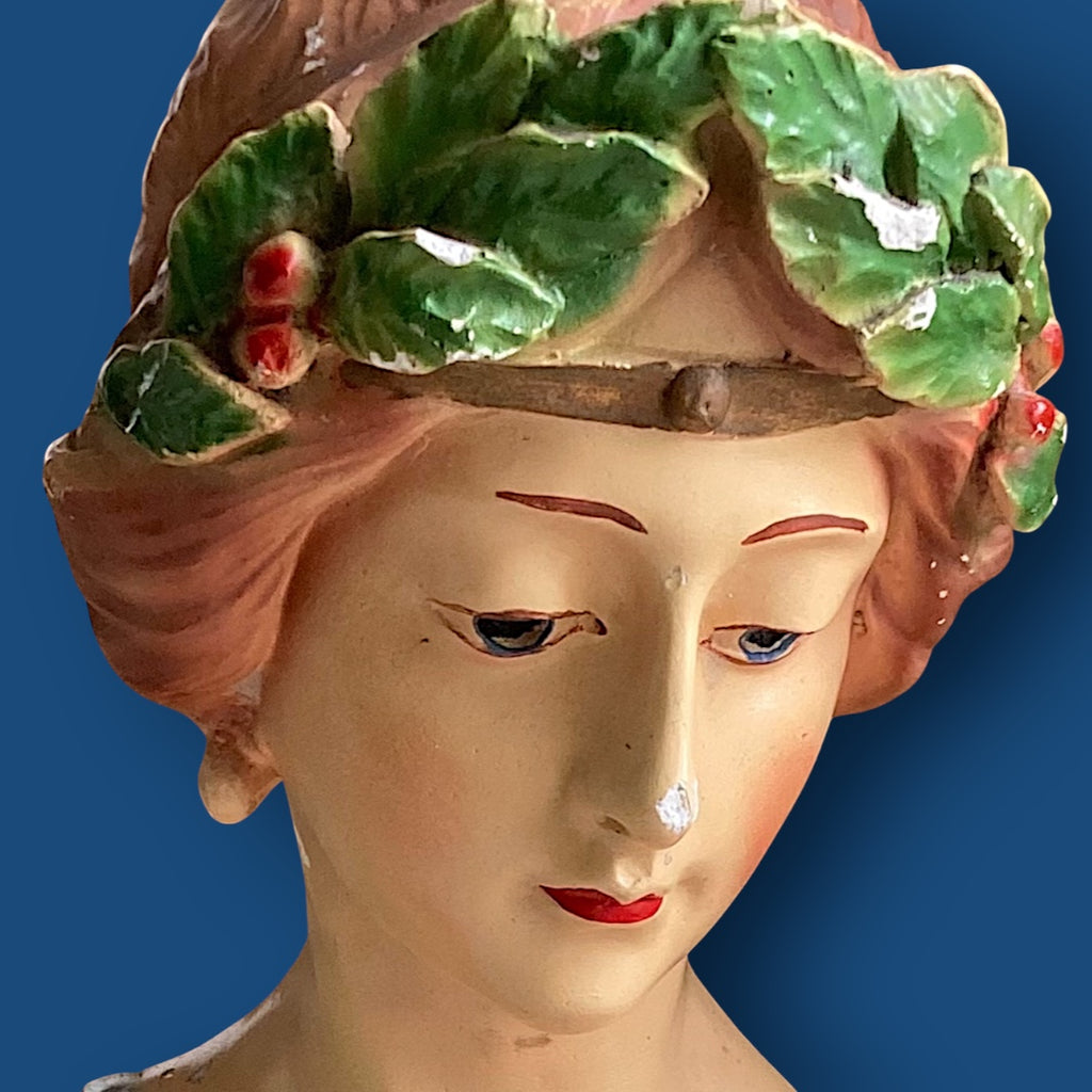 Buste de Saffo en plâtre polychrome Signé M. Fiorucci – Italie, début XXe siècle