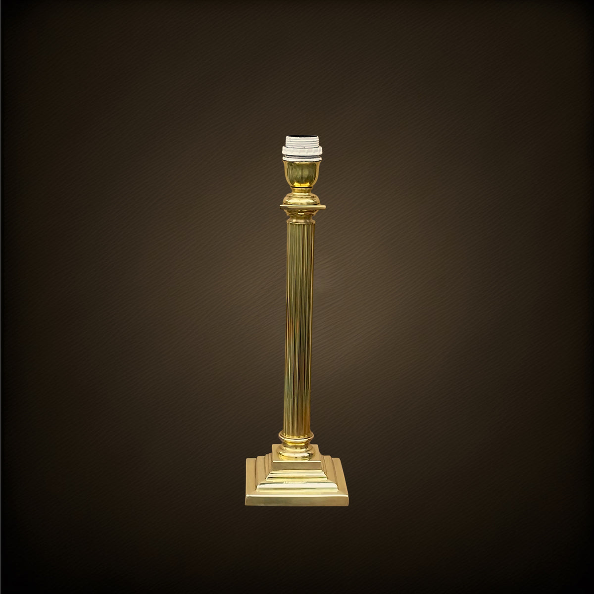 Pied de Lampe Néoclassique à Colonne Cannelée en Laiton Massif Poli – Années 60-70