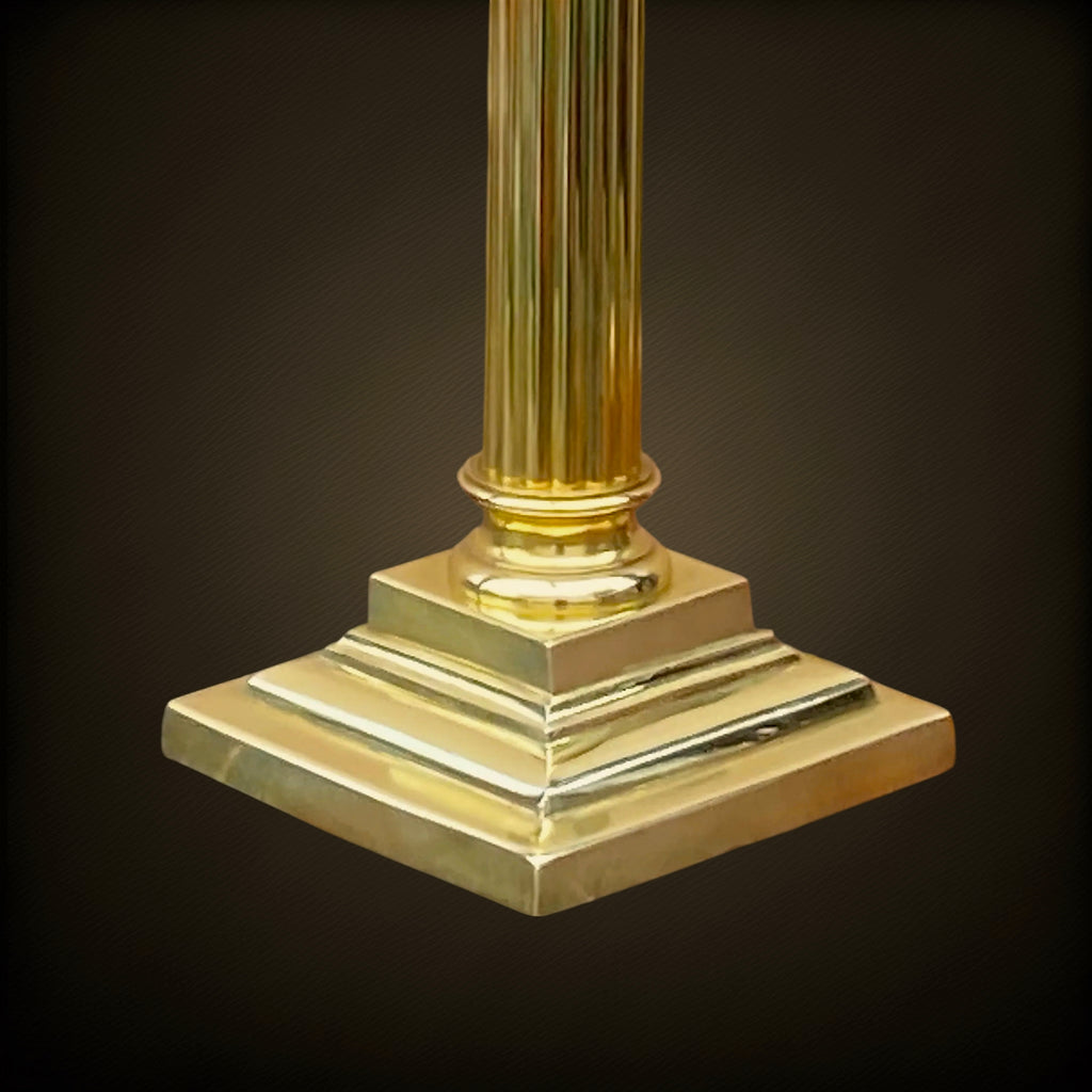 Pied de Lampe Néoclassique à Colonne Cannelée en Laiton Massif Poli – Années 60-70