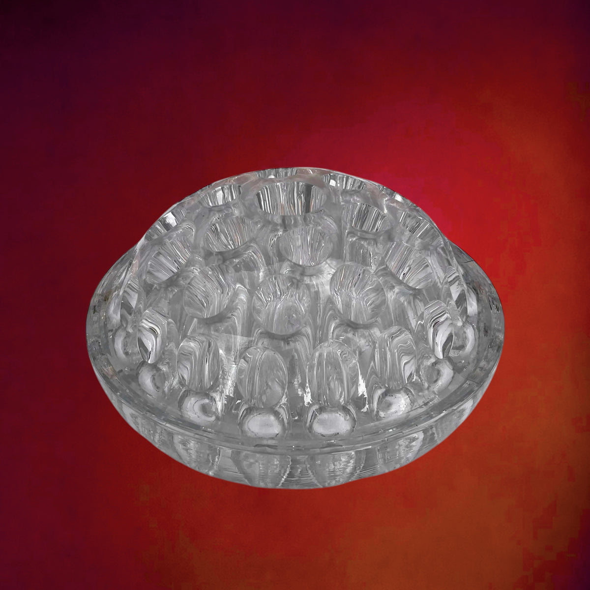 Grand Pique-Fleurs en Verre Moulé 37 Trous – Années 50-60