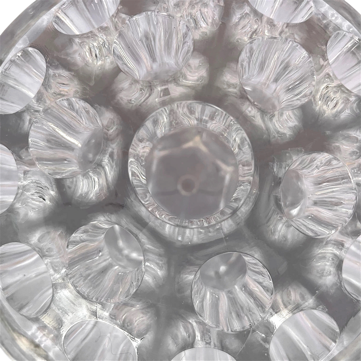 Grand Pique-Fleurs Ancien en Verre Moulé 37 Trous – Années 50-60