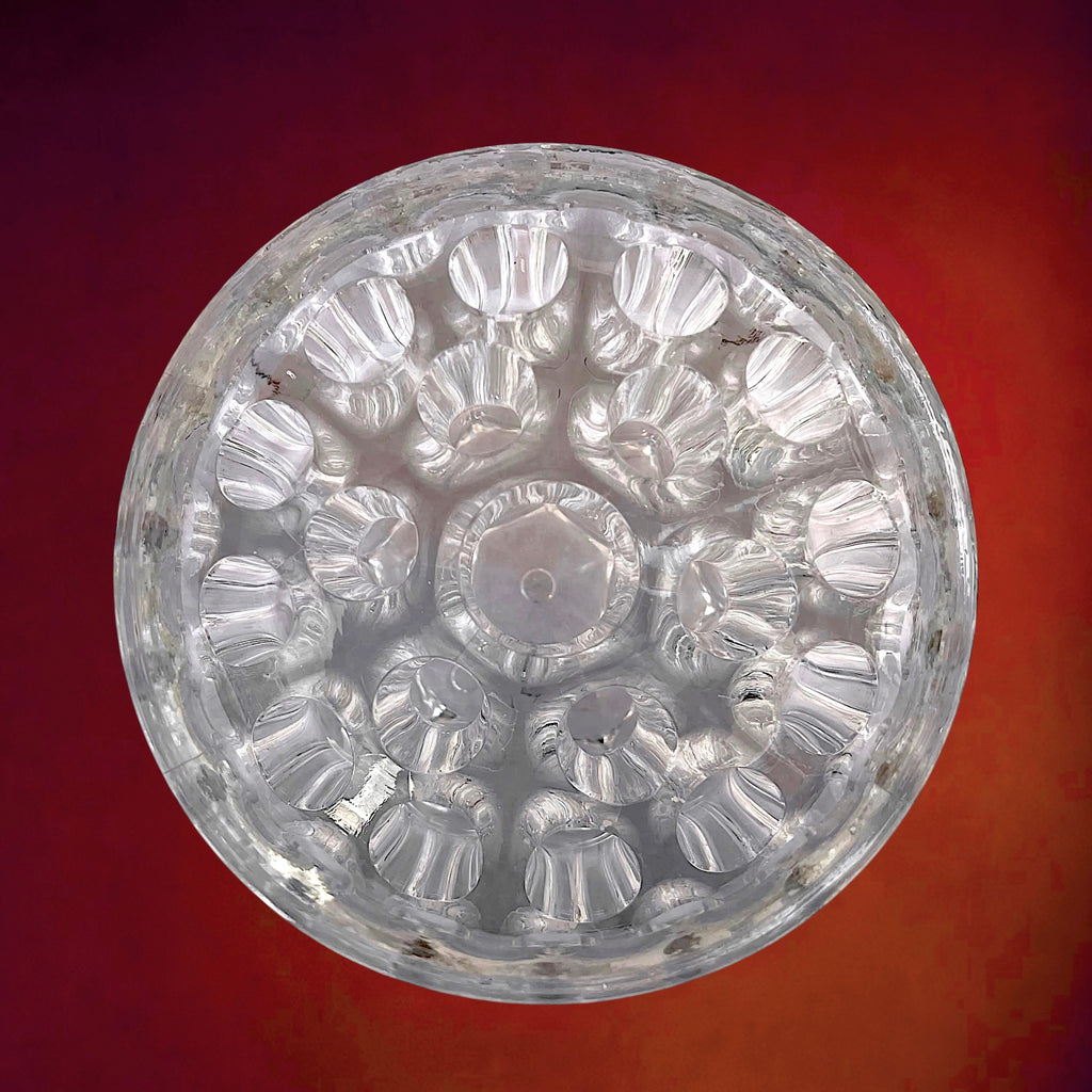 Grand Pique-Fleurs Ancien en Verre Moulé 37 Trous – Années 50-60
