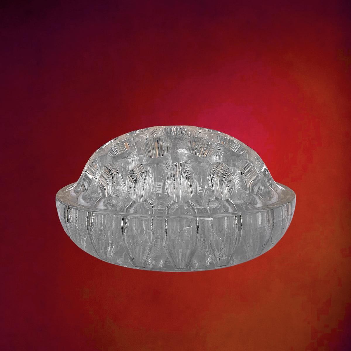 Grand Pique-Fleurs Ancien en Verre Moulé 37 Trous – Années 50-60