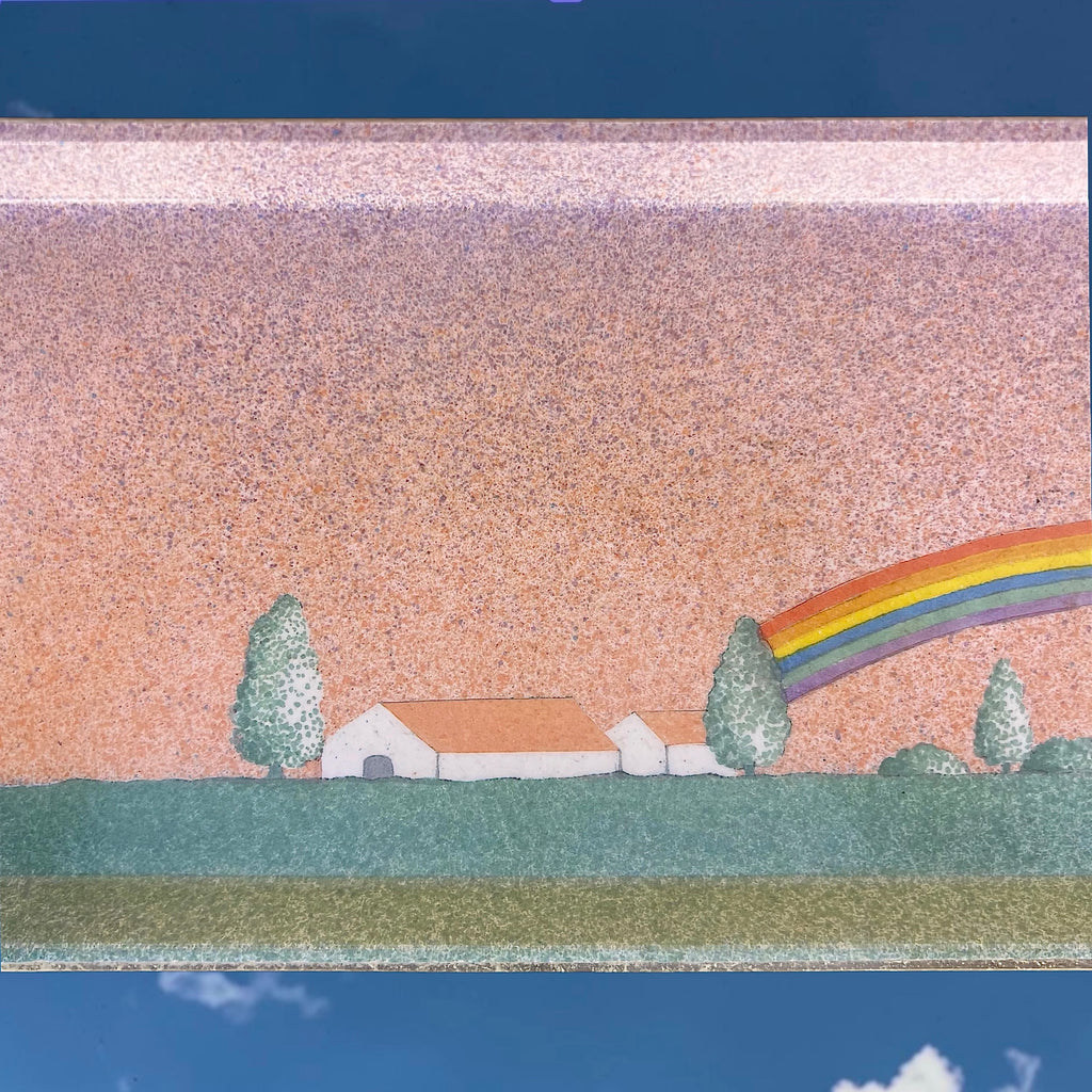 Plateau de Service ALPAC en Résine et Fibre de Verre, Décor Naïf Arc-en-Ciel – Made in France - Années 70-80