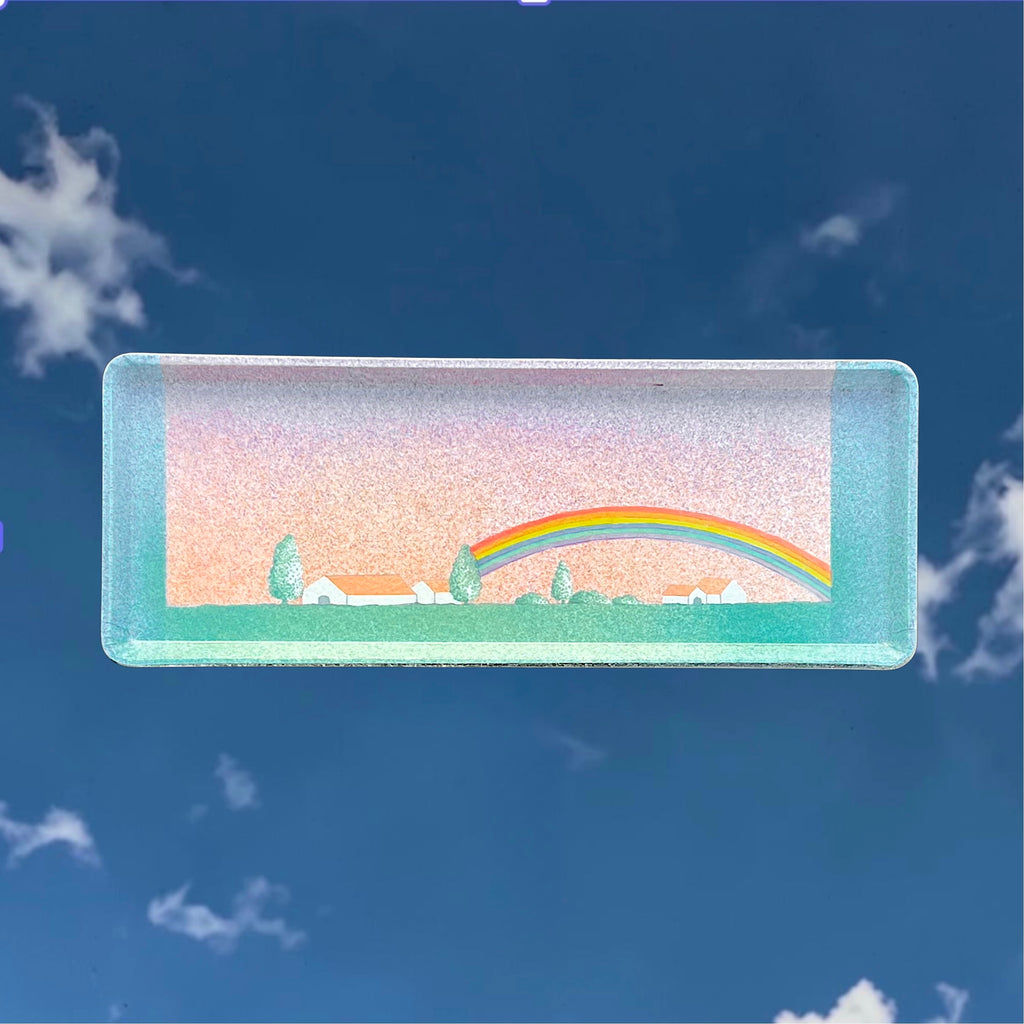 Petit Plateau ALPAC à Décor de Paysage et Arc-en-Ciel – Années 70-80