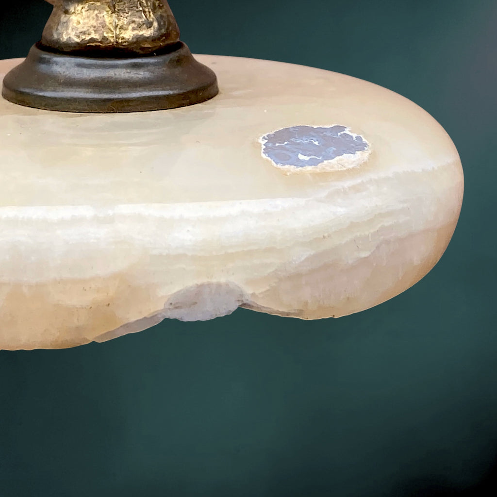 Pied de Lampe Poisson en Métal Doré et Onyx – Années 60
