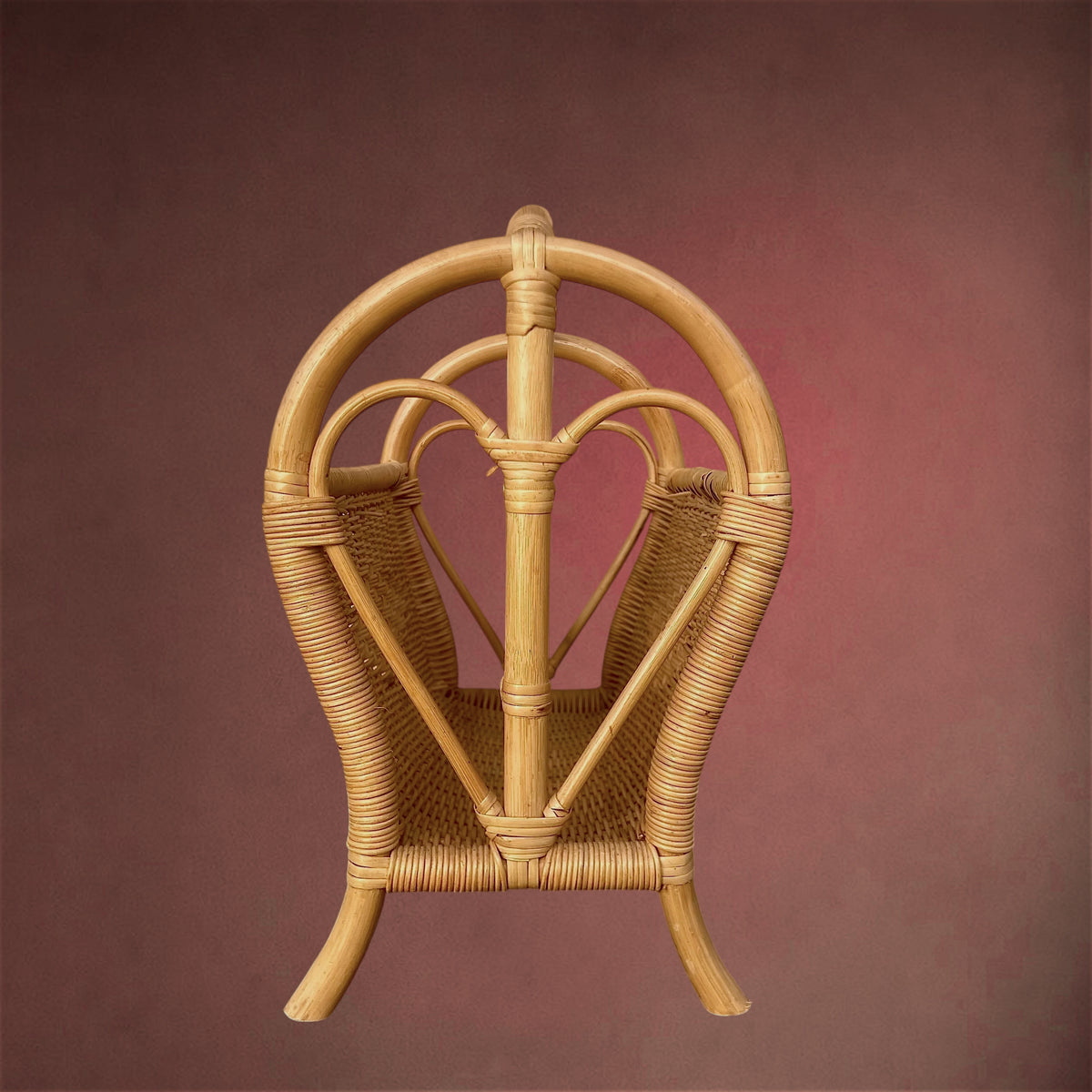 Ancien Porte-Revues en Rotin et Bambou Tressé – Années 60-70
