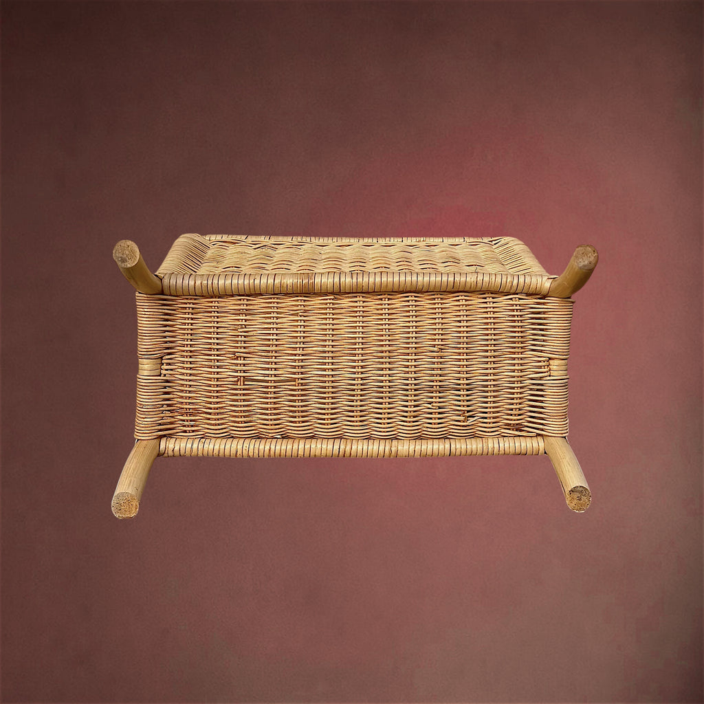 Ancien Porte-Revues en Rotin et Bambou Tressé – Années 60-70