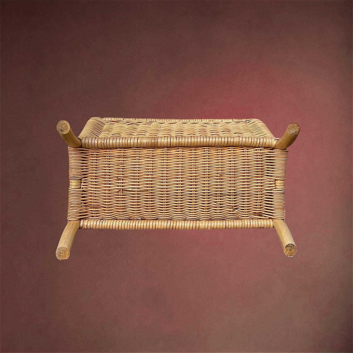 Ancien Porte-Revues en Rotin et Bambou Tressé – Années 60-70