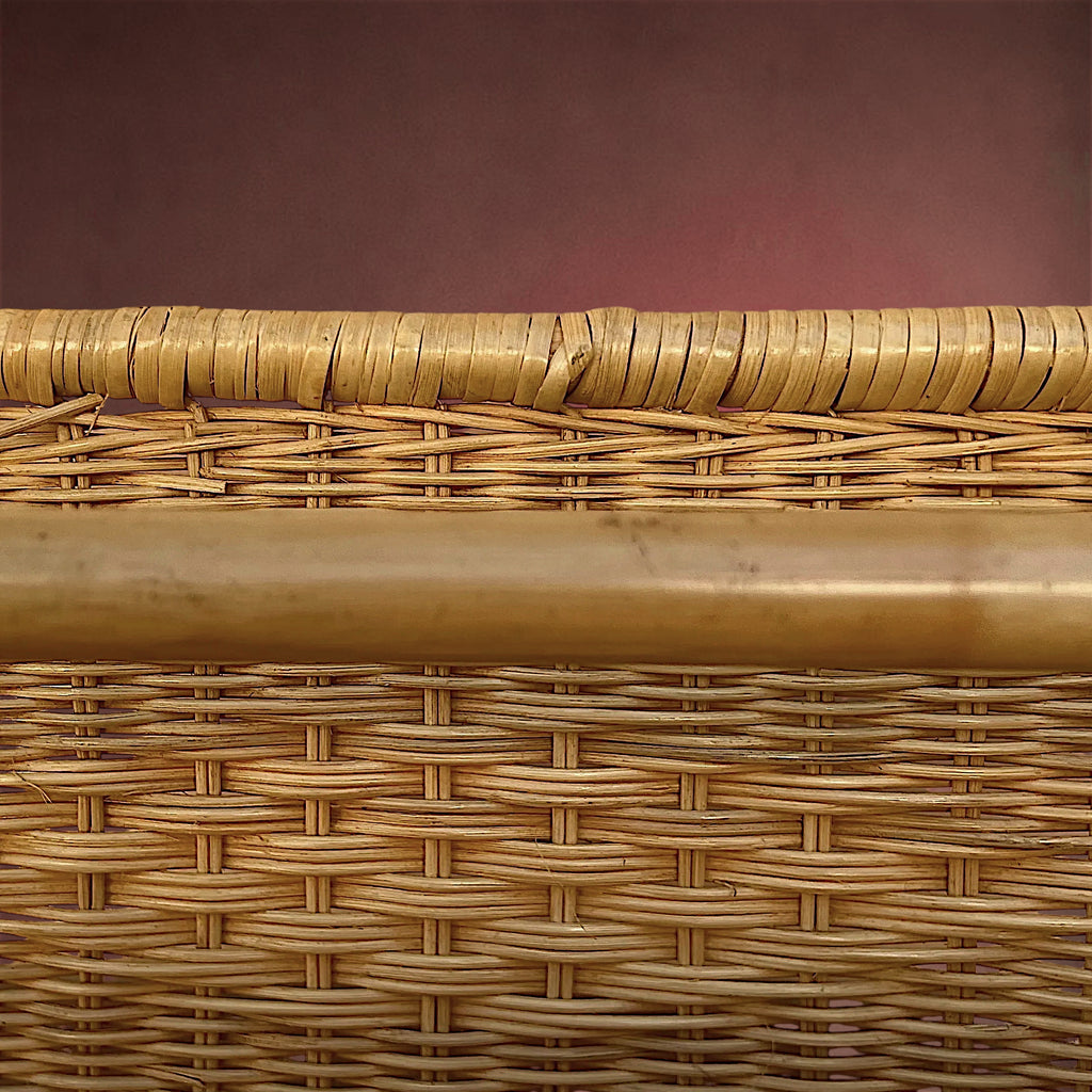 Ancien Porte-Revues en Rotin et Bambou Tressé – Années 60-70