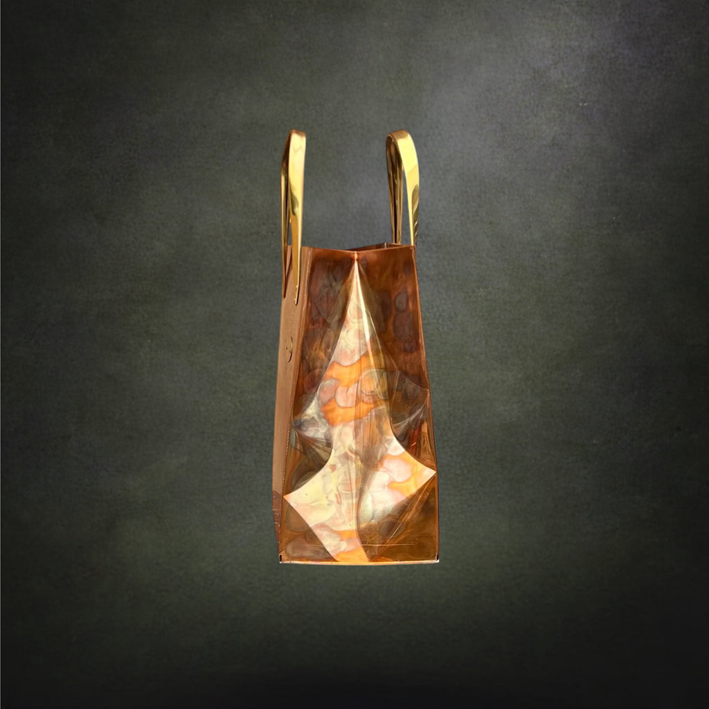 Porte-Revues en Cuivre et Laiton Forme Shopping Bag, Design Italien Mid-Century – Années 70