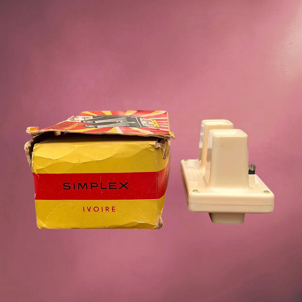 Stéréoscope Lestrade Simplex en Plastique Ivoire avec Boîte et 5 Cartes de Vues – Années 60