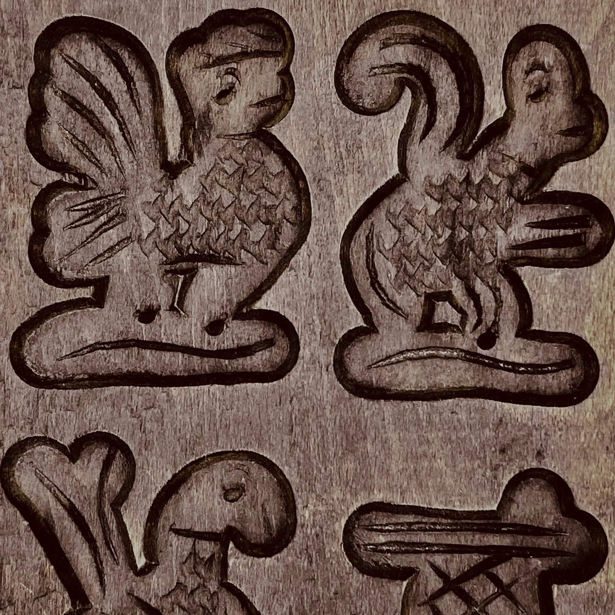 Duo de Moules à Spéculoos Artisanaux en Bois Sculpté – Années 50-60