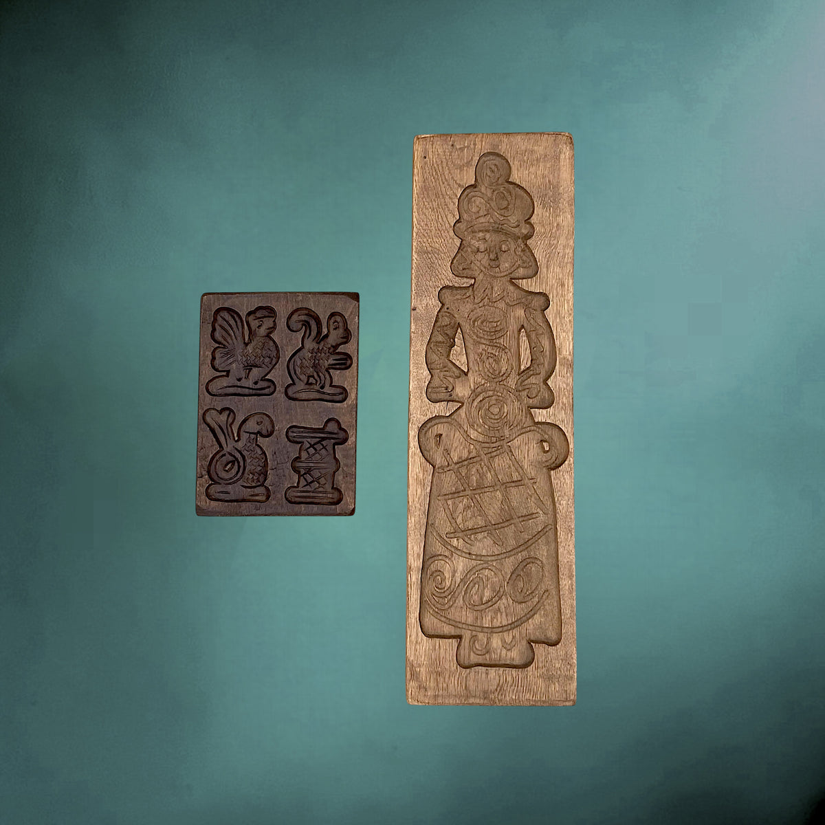 Duo de Moules à Spéculoos en Bois Sculpté