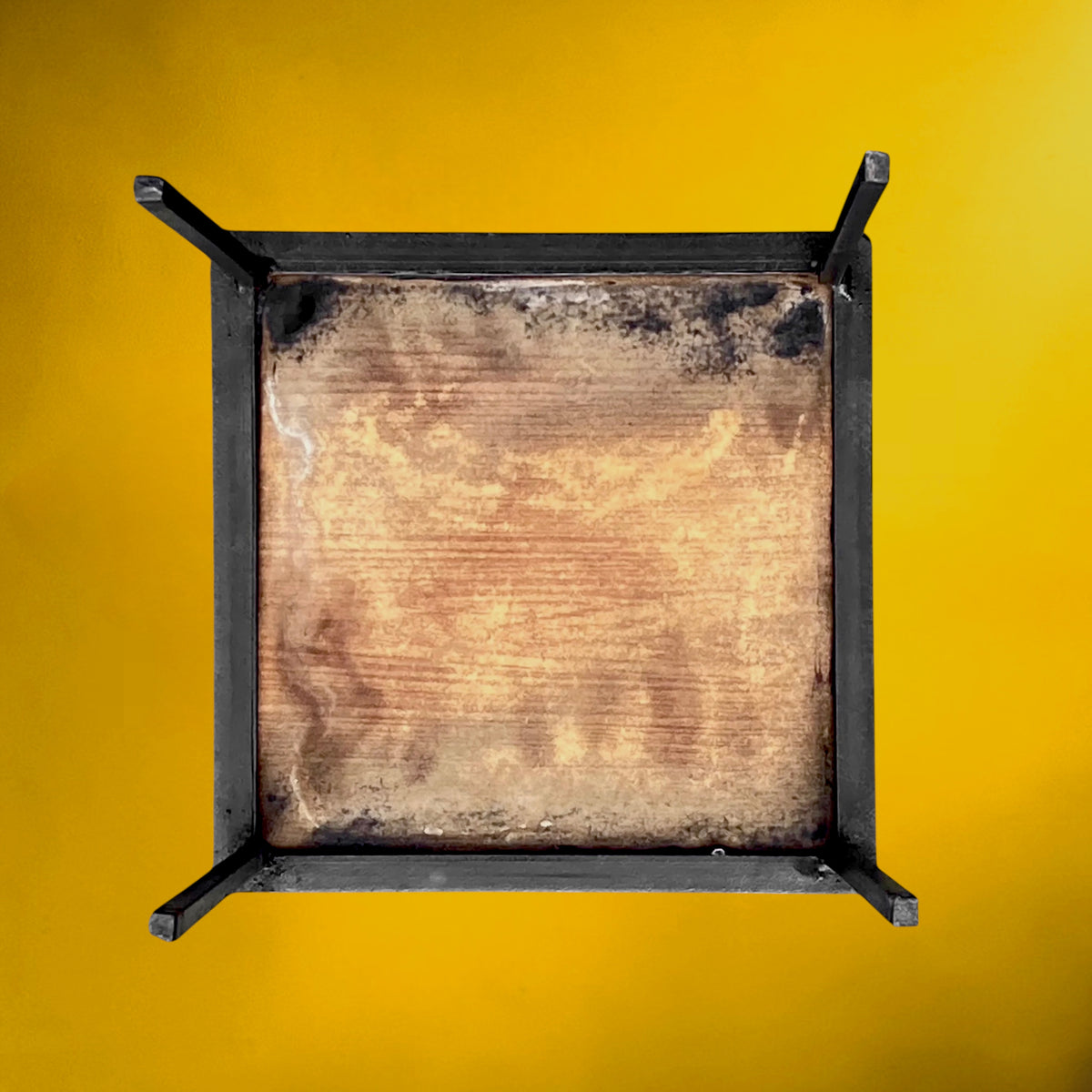 Table d’Appoint en Fer Forgé Noir et Mosaïque de Verre – Années 50-60