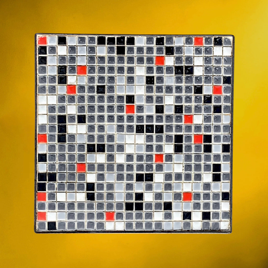 Table d’Appoint en Fer Forgé Noir et Mosaïque de Verre – Années 50-60