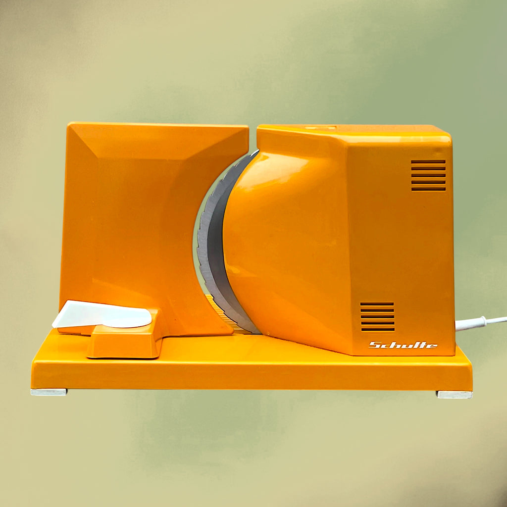 Trancheuse Électrique Schulte 225 en Plastique Orange et Acier Inoxydable – Années 70 – Allemagne de l'Ouest