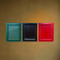 Trio de Cadres Photo en Cuir Rouge, Vert et Noir – Années 70