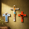 Trio de Croix Murales en Céramique Émaillée – Années 1960-1970